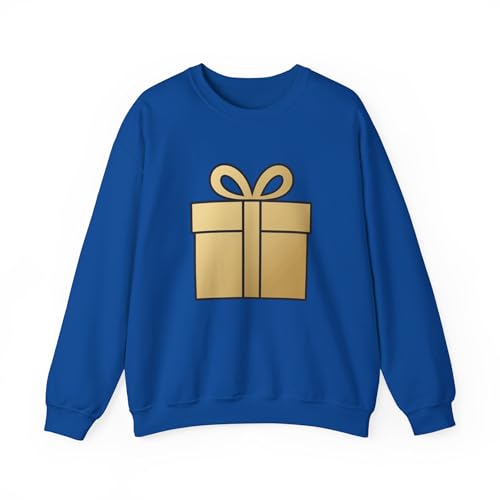 Pull de Noël Big Present Gold 009 bleu marine en taille S pour homme et femme