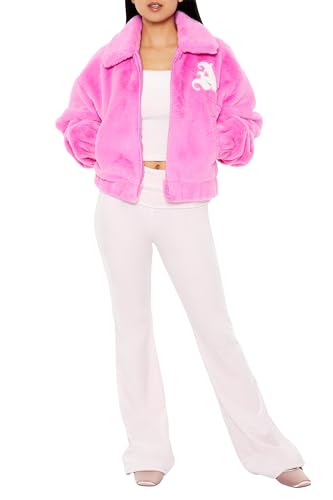 Forever 21 Women's Plush Angel Baby Bomber Jacket2