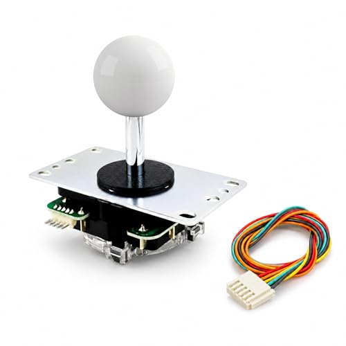Image of SANWA JLX2-TP-8YT 2nd Gen Arcade Joystick w /White Ball Top & 5-Pin Harness - Ultimate JLF Upgrade & Successor | POM Base, X-Shaped Washer, GT-8X Gate | 4 & 8 Way Fighting Game Lever