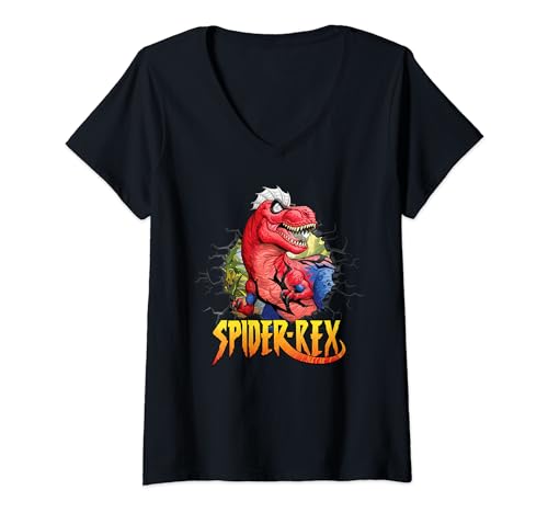 T-shirt Spider-Man Spider-Rex col en V cadeau idéal pour femme fan de Marvel