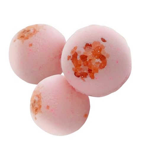 Image of Bath Bombs for Bath Tub - Pack of 3 Fizzy Aromatic Bath Bombs with Lavender Buds - Pink Salt, Epsom Salt, Dead Sea Salt - Free from SLS, 75g Each - Perfect Bath Gift