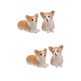 Hoement Lot De 2 Figurines Corgi pour Voiture Décoration De Bureau Modèle De Chien Statique Statue Décorative en Résine 2 Pièces X 2