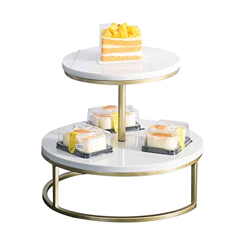Soporte redondo para tartas de mármol dorado de metal, bandeja para servir postres, cupcakes, pedestal para bodas, fiestas de escritorio