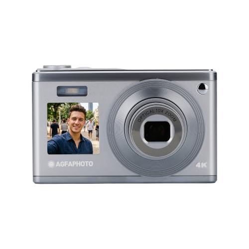 AGFA PHOTO Realishot DC9200 - Fotocamera Digitale Compatta, 24 MP, Video 4K, Zoom Ottico 10x, Schermo Doppio 2,8" + 1,54", Sensore CMOS, Stabilizzazione Immagine, Batteria al Litio - Argento