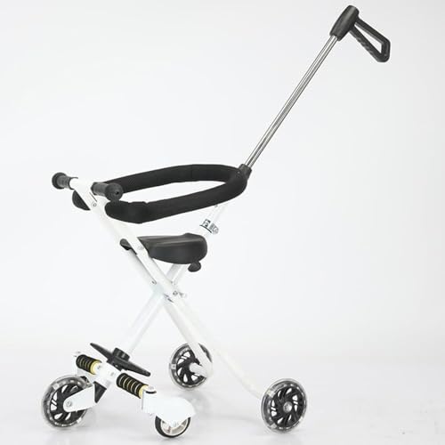 LumingLight屋外用ベビーカー プラスチック部品とアルミ部品のフルセット 完成品 ベビー三輪車 シンプルで軽いでかけバギー軽量 コンパクト (ホワイト,5輪 + ガードレール)