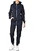 L.gonline Damen Jogginganzug Uni 586 | Baumwolle | Trainingsjacke mit Reißverschluss | Hose mit Gummizug und Zugband | Rippstrickbündchen | Navy, L
