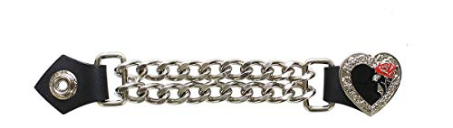 4-Pack Black Heart With Red Rose Vest Extenders-Leather-Snap On Button