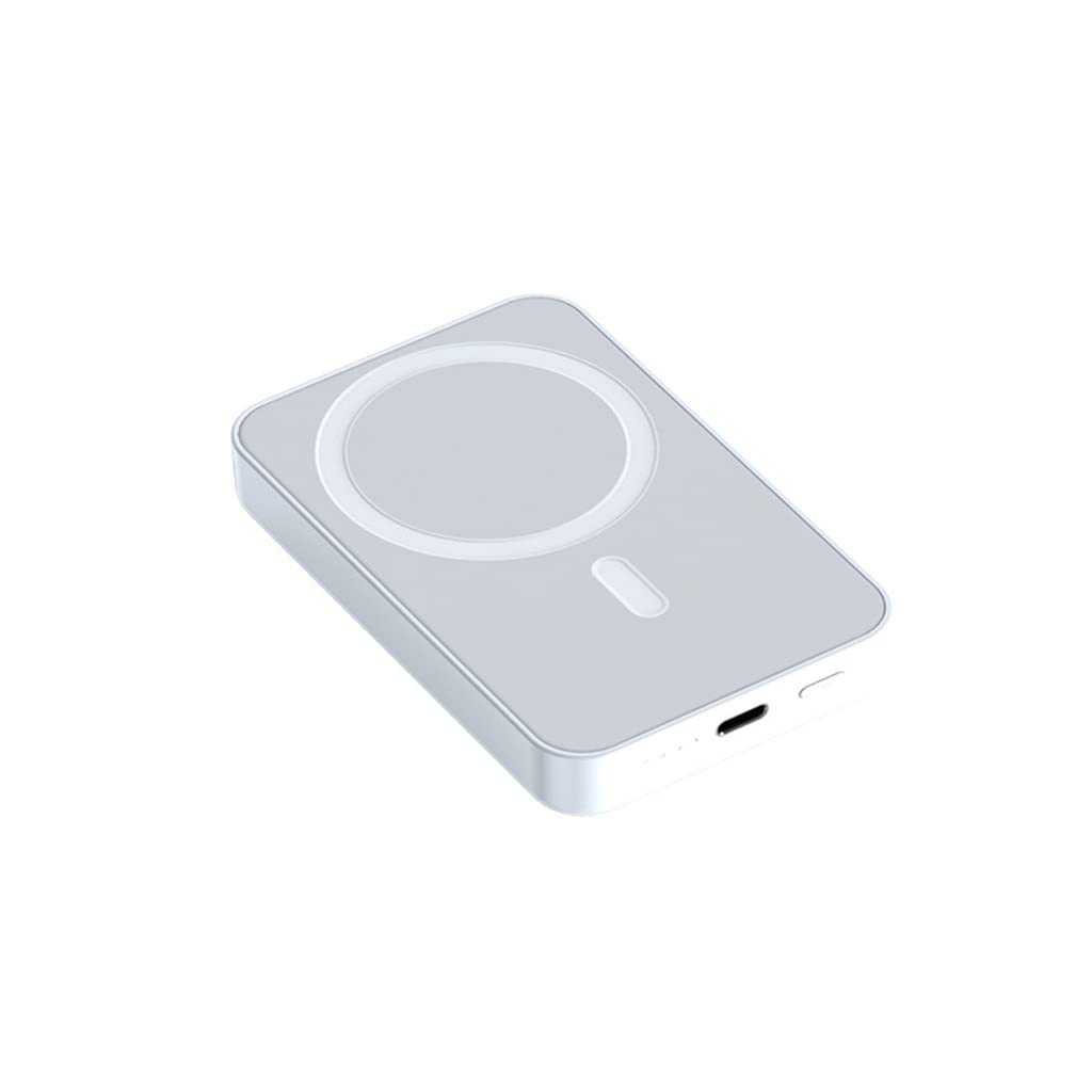 JJJ Banque de Puissance magnétique 10000mAh Grande capacité Mini Charge Rapide sans Fil légère (Color : White)