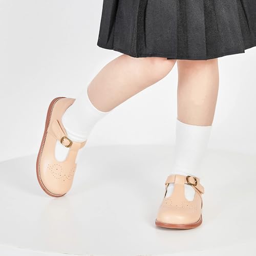 Image of GINFIVE Toddler Girls Dress Shoes Little Kids Flats School Mary Janes Shoes