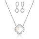 ROUGEMONT Kleeblatt Glücksbringer Schmuckset Kleeblatt Halskette +Kleeblatt Creolen Ohrhänger Trend Design Glücksbringer 925 Sterling Silber