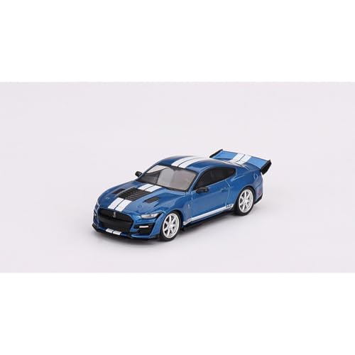 Shelby GT500 Dragon Snake Mini GT 1/64 décoration de bureau voiture miniature Ford bleue