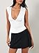 Skoinvb Womens Halter Deep V Neck Tank Tops Sleeveless Sexy Plunge Basic Summer Y2k Crop Top White