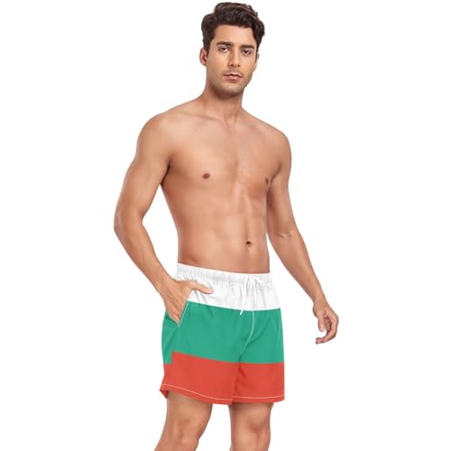 GuoChe Men's Swim Trunks Mens 2In1 Workout Running Shorts Phone Pocket Training Shorts Quick Dry Elastic Bulgaria Flag4