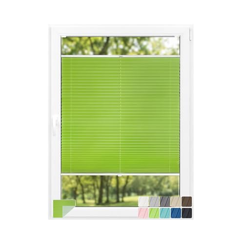 Birrke® Thermo Plissee mit Bohren - Fenster Plissee nach Maß Breite: 25–160 cm, Höhe: 150–230 cm - Fensterrollo, Blickdicht, Sonnenschutz, UV Schutz - Plisseerollo mit Thermobeschichtung 13 Farben