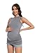 Smallshow Women's Maternity Tank Top Crew Neck Sleeveless Pregnancy Clothes 3 Pack,Black-Deep Grey-Light Grey,XXL