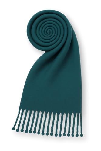 KARMA.DIEM XXL Winterschal 180x65 cm – weicher, dicker Schal für Damen & Herren, einfarbig, warm & kuschelig, mit Fransen – Petrol türkis