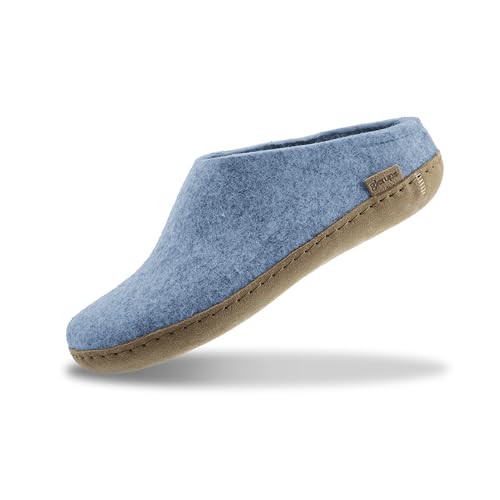 Image of Glerups 100% quality wool mix Slipper with leather sole - Unisex Slip-on