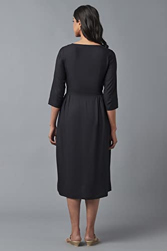 Image of W for Woman Women's A-Line Embroidered Below The Knee Dress