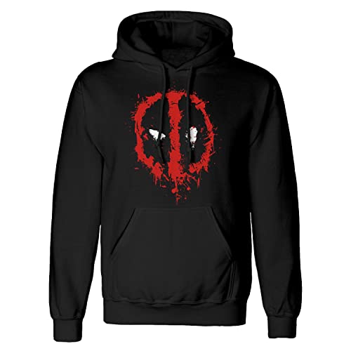 Marvel Deadpool Logo Splat Cara Hombres Sudadera con Capucha suéter Negro M | S-XXL, Regalos de...