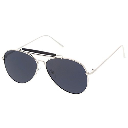 zeroUV Classic Metal Double Nose Bridge Slim Temple Super Flat Lens Aviator Sunglasses 57mm2