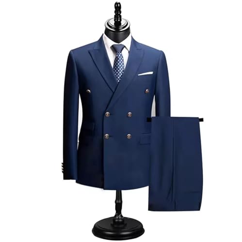 Men's Double Breasted Suit Blazer & Pants Set, Formal Wedding Party Business Outfit, Slim Fit Tuxedo4
