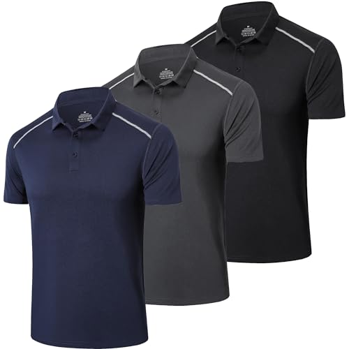 ZENGVEE 3er Pack Poloshirt Herren Kurzarm Golf Tshirts Atmungsaktives...