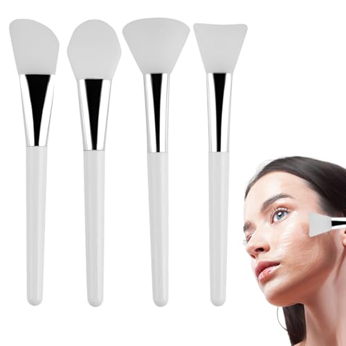 GILWUMO Set de 4 Pinceaux à Masque, Pinceau à Masque en Silicone, Adapté pour Masques, Masques pour les Yeux, Sérums, Masques Nettoyants ou Produits de...