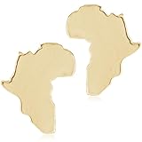JIMARIN Chic Stainless Steel African Map Studs Earrings Cute Gold Silver Traditional Ethnic Post Map Stud Earring for Women (Gold African Map)