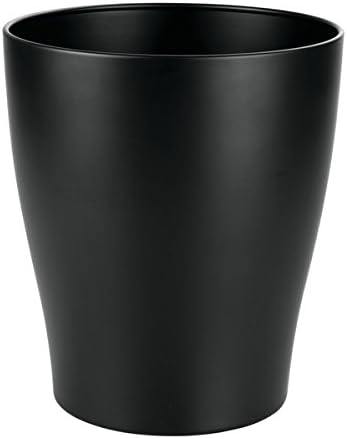 mDesign Household Rubbish Bin - Metal Office, Kitchen, Bathroom and Bedroom Bin - Suitable for General Rubbish or as a Waste Paper Bin - Matte Black