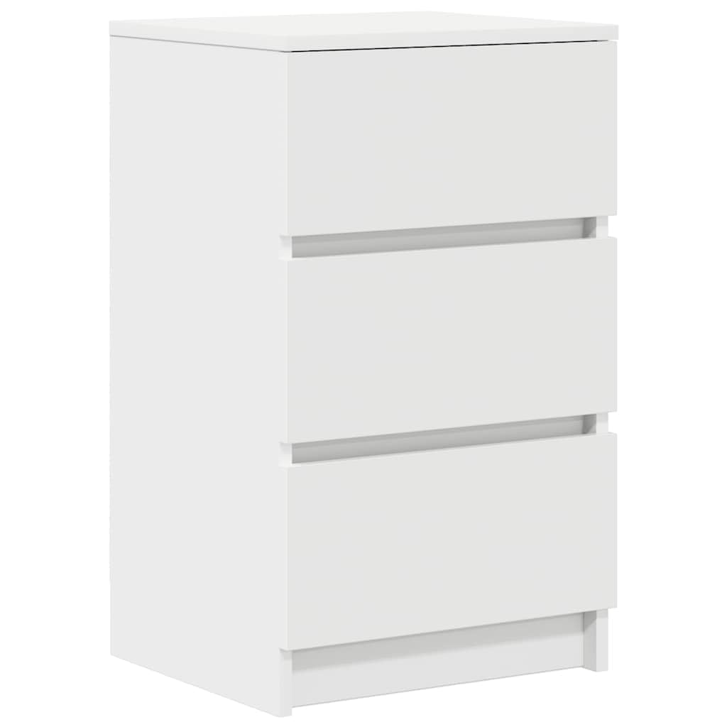 vidaXL Table de Chevet avec 3 tiroirs Blanc 39x35x65 cm, Table d'appoint, Armoire de lit, Table d'appoint pour la Chambre, Table de Nuit, Table de lit