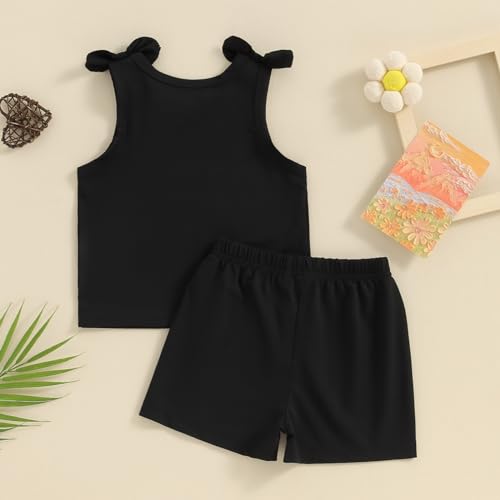 Image of Toddler Little Girl Clothes Summer Sleeveless Daddys Girl Letter Tank Tops Shorts Set 2Pcs Kids Casual Outfits