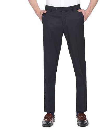 Image of Arrow Men Mid Rise Tailored Formal Trouser