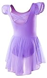 Maillot de ballet DIPUG para niñas con falda, para bailar y espalda cruzada - morado - L (8-10 años)