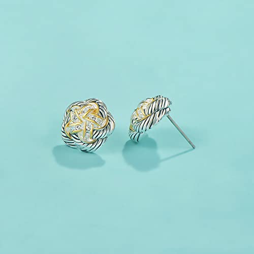 UNY Jewel Jewelry Make a Statement With Our Two Tone Twisted Cable Wire Flower Swirl Post Earrings Featuring Pave Rhinestone Detailing Perfect For Any Occasion3