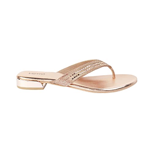 Image of Metro Women's Metallic Faux Leather Ethnic Slip-on Fashion Sandals