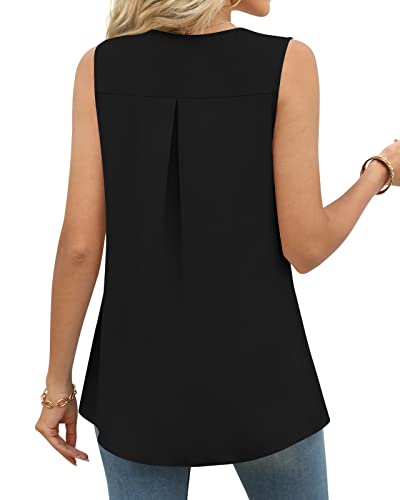 Anyally Women's Summer Sleeveless Chiffon Tunic Tank Tops Dressy Casual Blouse Loose V Neck Work Shirts4