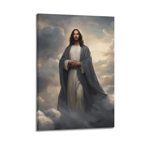 Tableau chrétien nuages toile QXYUIN pour coin prière et méditation
