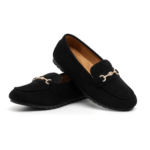 Image of Women's Wide Loafers Casual Slip on Flat Shoes Women's Comfort Penny Loafers with Arch Support Women Dressy Moccasins
