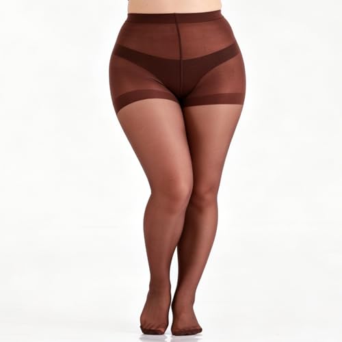 Image of LADYFAN 3 Pairs Plus Size Women's Sheer Tights 20D High Waist Pantyhose | Reinforced Toes, Control Top Panty hose, black Nylon,Tummy Control,Everyday Wear Stockings