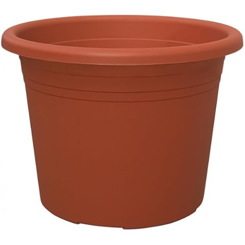 Large Drip Cylindro Round Plastic Plant Pot, Terracotta, 30 cm Cover