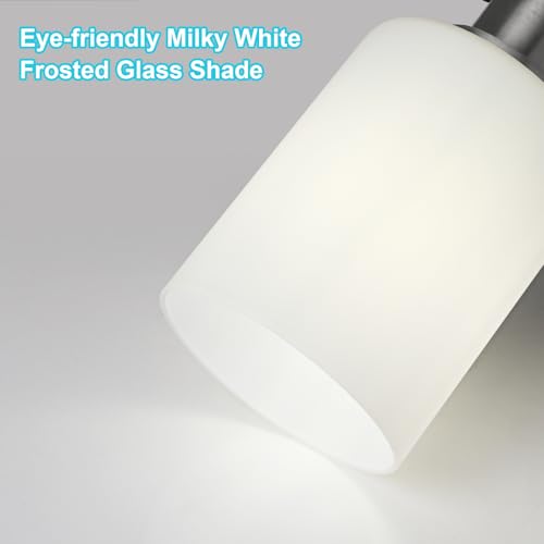 Image of Ascher Bathroom Light Fixtures, 3-Light Vanity Light Over Mirror, Modern Brushed Nickel Wall Sconces with Milky White Shades, Wall Lamp for Kitchen Hallway Cabinet Porch E26 Base