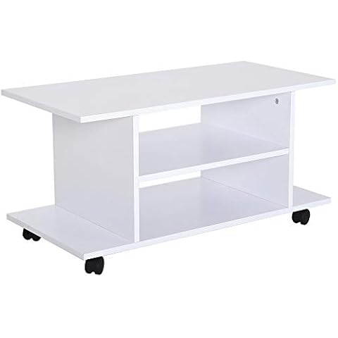 HOMCOM Meuble TV Blanc 80x40 Cover