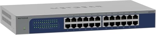 NETGEAR Switch de 24 Puertos Gigabit Ethernet no gestionable (GS524): Montaje de sobremesa, en Pared o en Bastidor y protección de por Vida Limitada