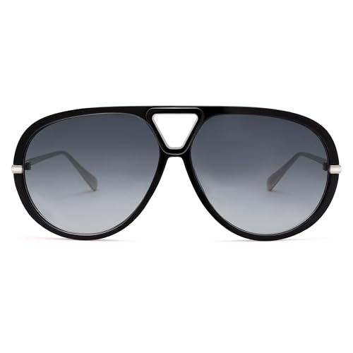 Oversized Aviator Sunglasses for Women Men, Trendy Retro Round Sun Glasses Vintage Shield Shades UV Protection