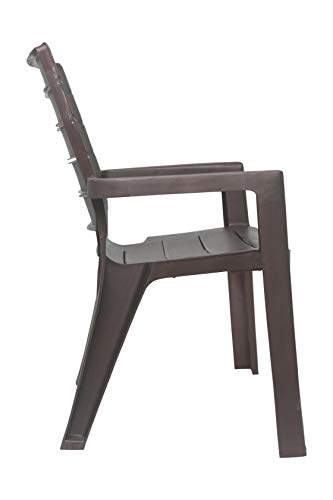 Image of Prima Plastic Chair for Living Room |Set of 6 | Chair for Home, Living Room, Outdoor | Stackable Chair with arm | 100% Virgin Plastic | Rado (Weather Brown Colour)