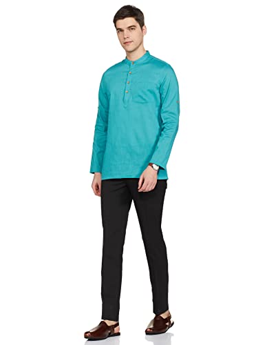 Image of Amazon Brand - Symbol Men's 100% Cotton Solid Short Length Casual Kurta - Regular Fit (Available in Plus Sizes)