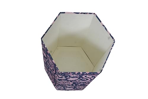 Image of Generic 3.3 Gallon Cotton Hand Block Printed Paper Waste Basket |Small Decorative Trash Can for Housewarming Gifts in Living Room, Bedroom, Bathroom | Eco-Friendly, Plastic-Free (1, BLUE PINK MUKAT)