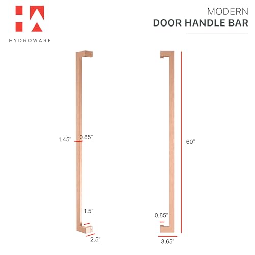 HYDROWARE Modern Contemporary Long Stainless Steel Push Pull Door Handle for Home Entrance Glass Shower Wooden Barn & Office Store Shop Doors - Copper - 60 Inches