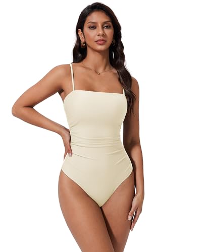 Image of SUUKSESS Women Sexy One Piece Swimsuit Tummy Control Square Neck Bathing Suit