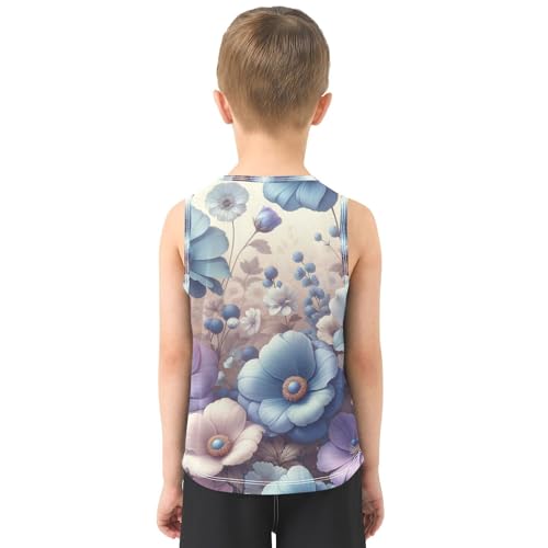 susiyo Vintage Colored Floral Boys Sleeveless Tank Top Girls Athletic T Shirt3